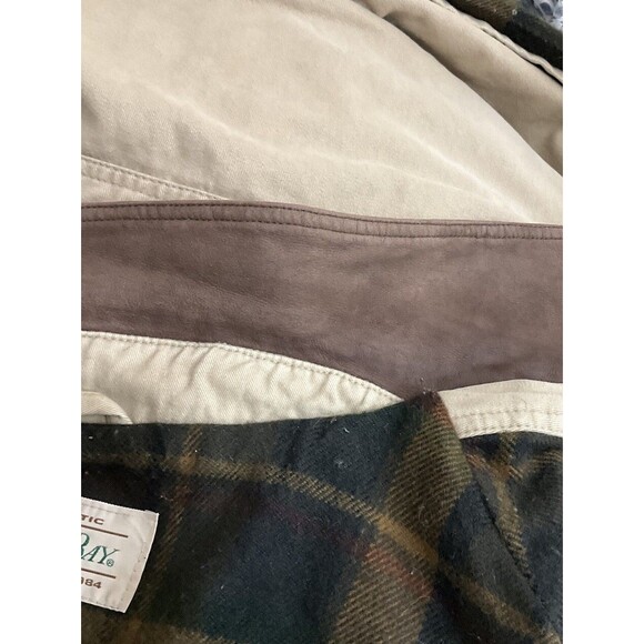 VTG St Johns Bay Mens Leather Collar Barn Chore Coat XL Beige 90s Outdoors - Picture 11 of 11